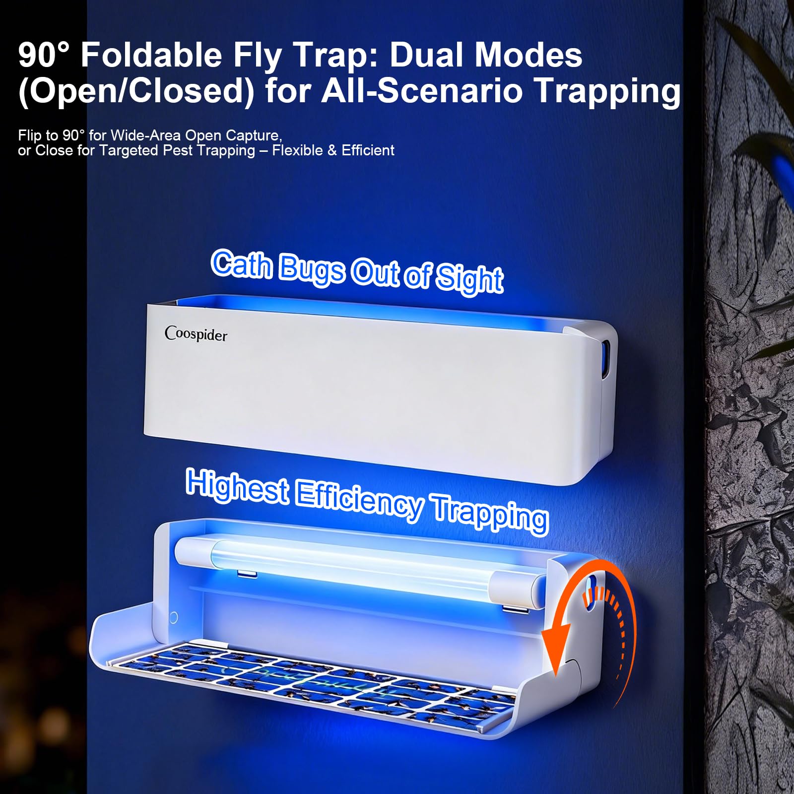 2 Pack Fly Trap Indoor, Fruit Fly Traps Wall Sconce UV Fly Light Bug Catcher for Kitchen House & Restaurant Fruit Flies Garage & Warehouse Flying Insect Trap for Capturing Flies,Moths, Gnats