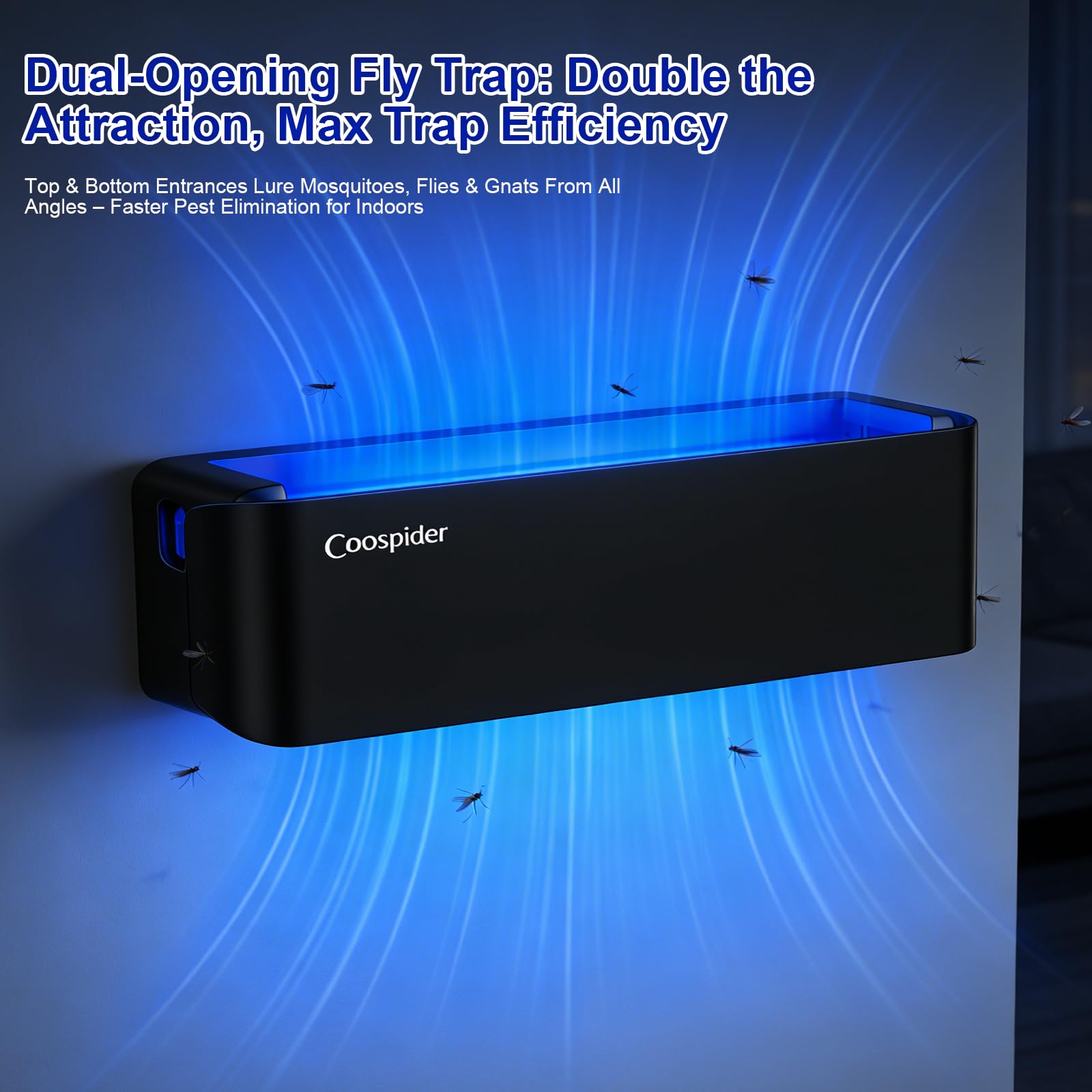 2 Pack UV Fly Light Trap Indoor for Home Gnat Traps for House, Wall Sconce Fly Light Bug Catcher for Kitchen House & Restaurant Fruit Flies Garage & Warehouse with 10 Sticky Glue Boards 6.5 ft Cord