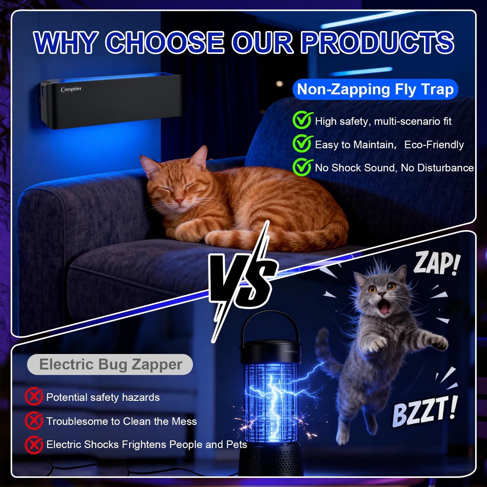 2 Pack UV Fly Light Trap Indoor for Home Gnat Traps for House, Wall Sconce Fly Light Bug Catcher for Kitchen House & Restaurant Fruit Flies Garage & Warehouse with 10 Sticky Glue Boards 6.5 ft Cord