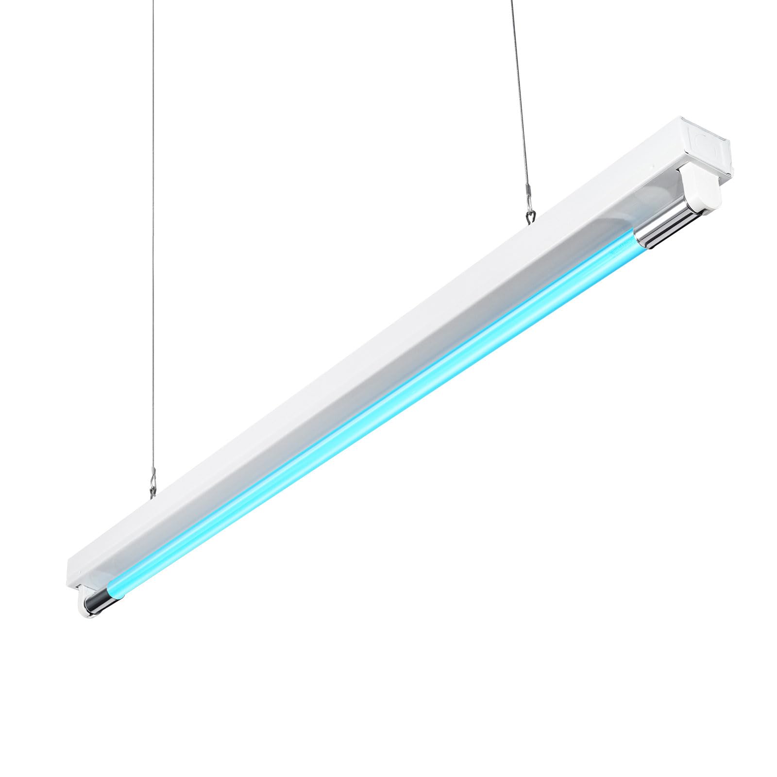 30W UV Sanitizer Light, Powerful UVC Lamp with Steel Suspension Wires, UV Sanitiztion Linear Light for Large Spaces-School, Factory, Hospital, Ozone-Free UVC Linear Batten 253.7nm, T8 G13 35.43 in