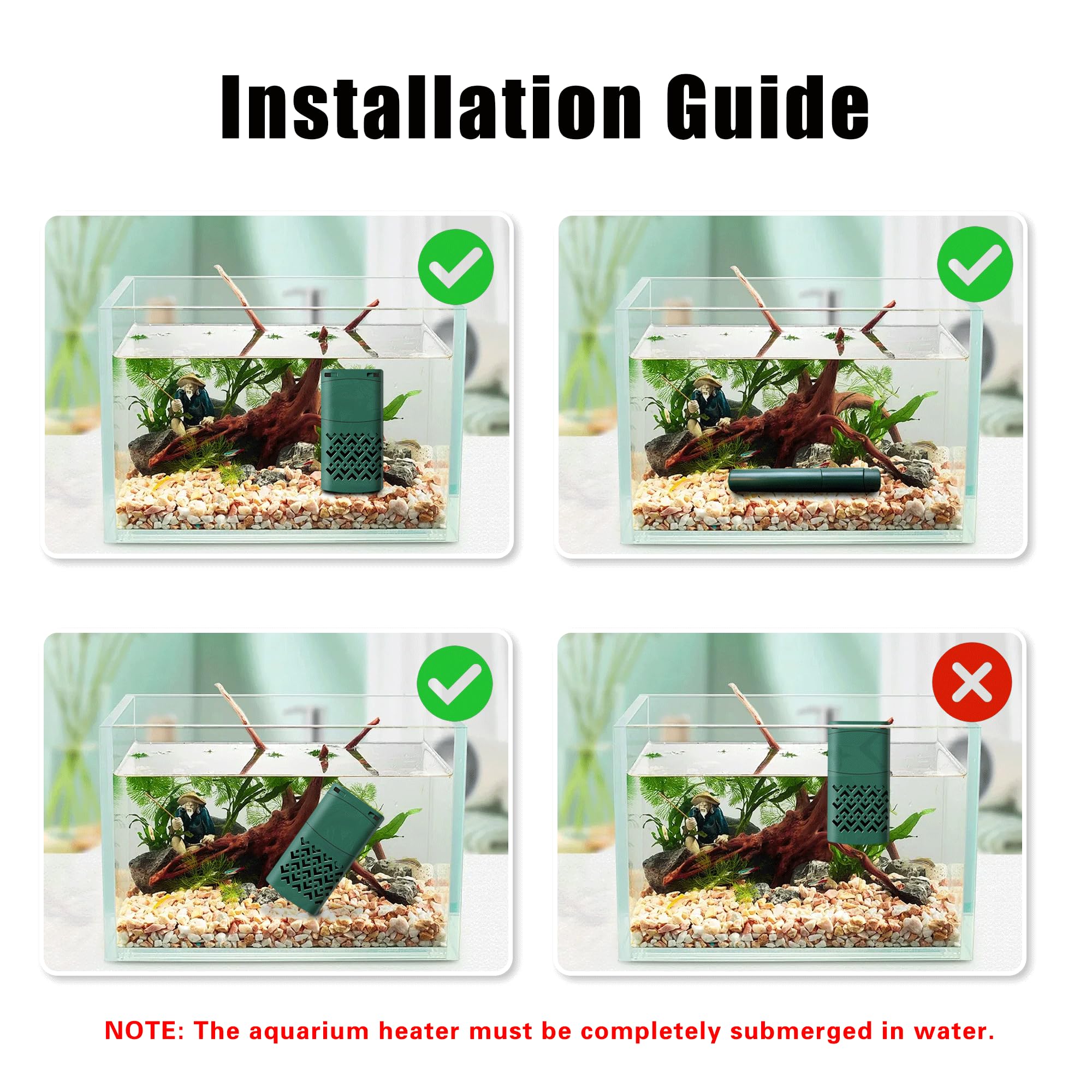 800W Smart Aquarium Heater Submersible with Variable-Frequency Energy Savings, Dual Probes for Leaving Water Automatically Stop, PTC Tech for Overheat Protection, Adjustable for Freshwater, Saltwater