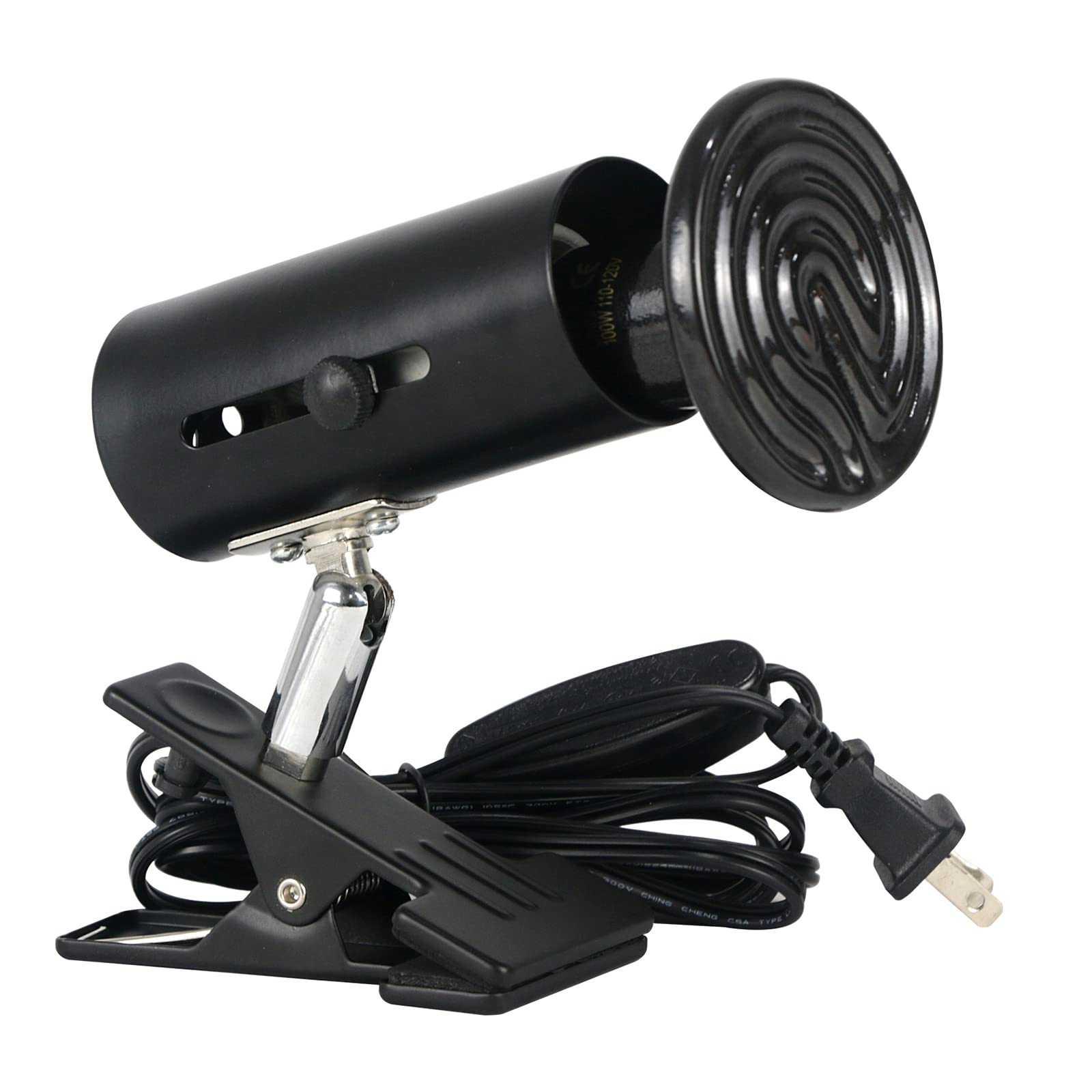 COOSPIDER Ceramic Heat Emitter Reptile Heat Lamp Bulb with 360 Rotatable Clip Stand No Light Emitting Brooder Coop Heater for Reptiles Turtle Chiken Snake Heater with Adjustable Bracket 100W