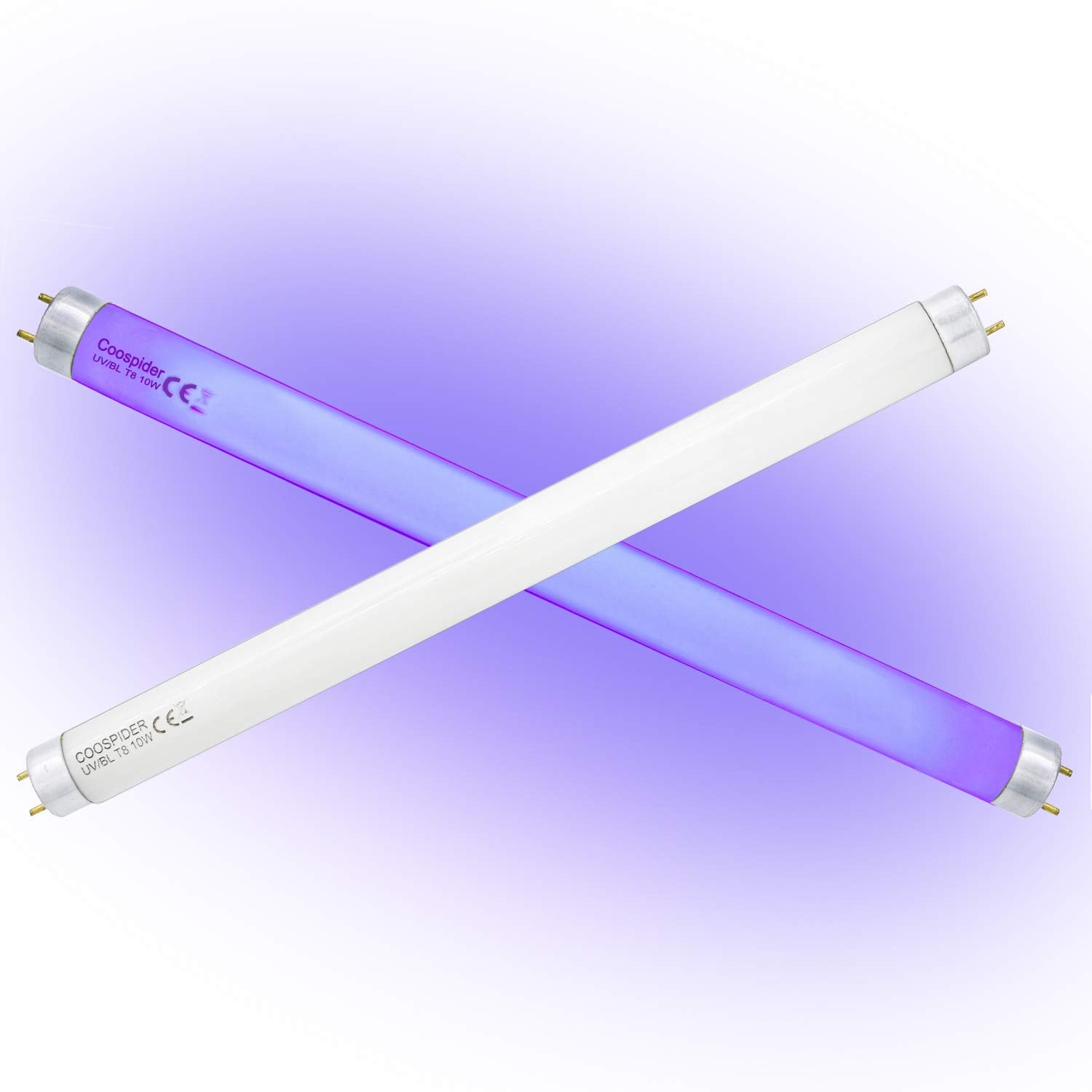 COOSPIDER 2-Pack T8 F10 UV BL 10W Replacement Light Bulb CFL Fluorescent Straight Tube 13 Inch