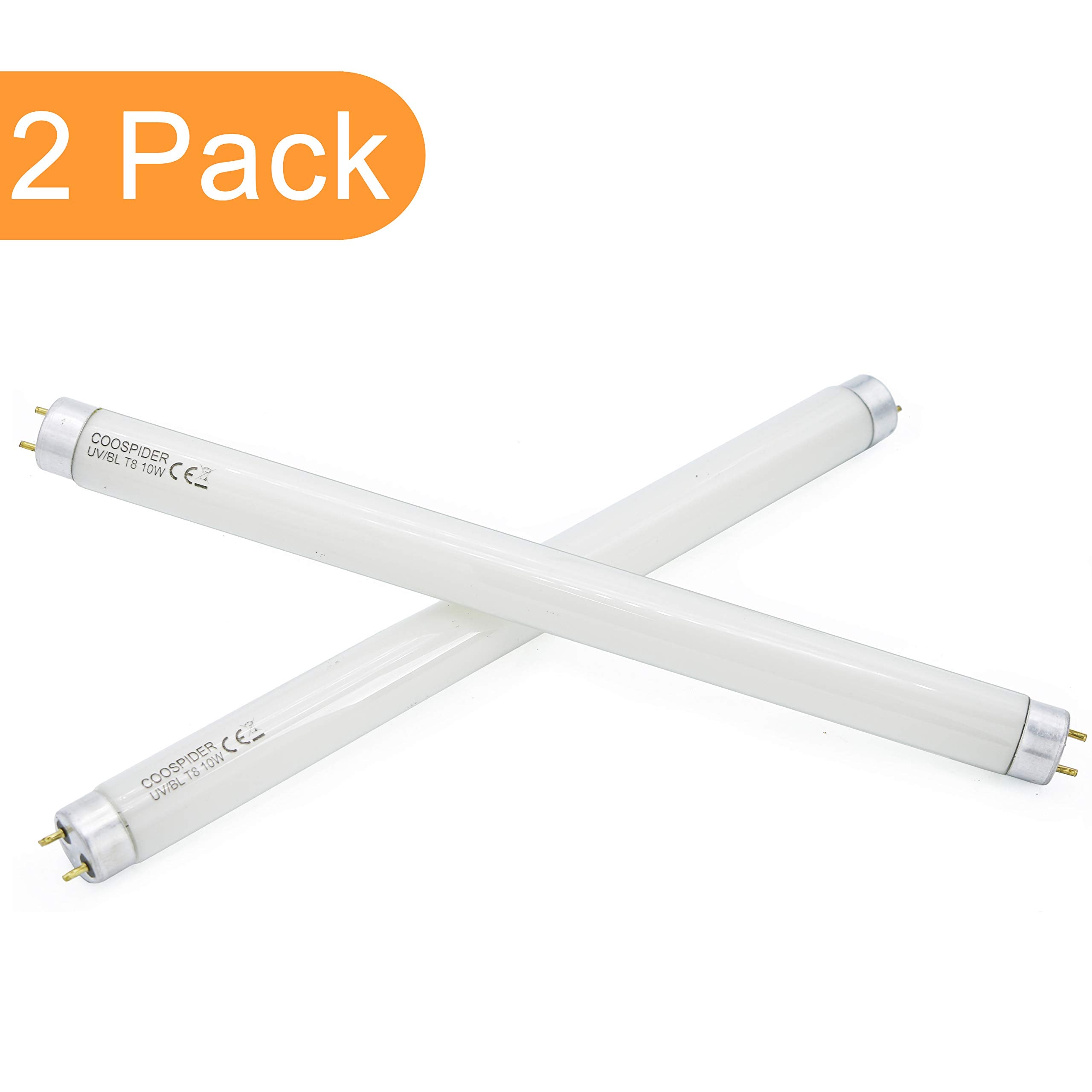 COOSPIDER 2-Pack T8 F10 UV BL 10W Replacement Light Bulb CFL Fluorescent Straight Tube 13 Inch