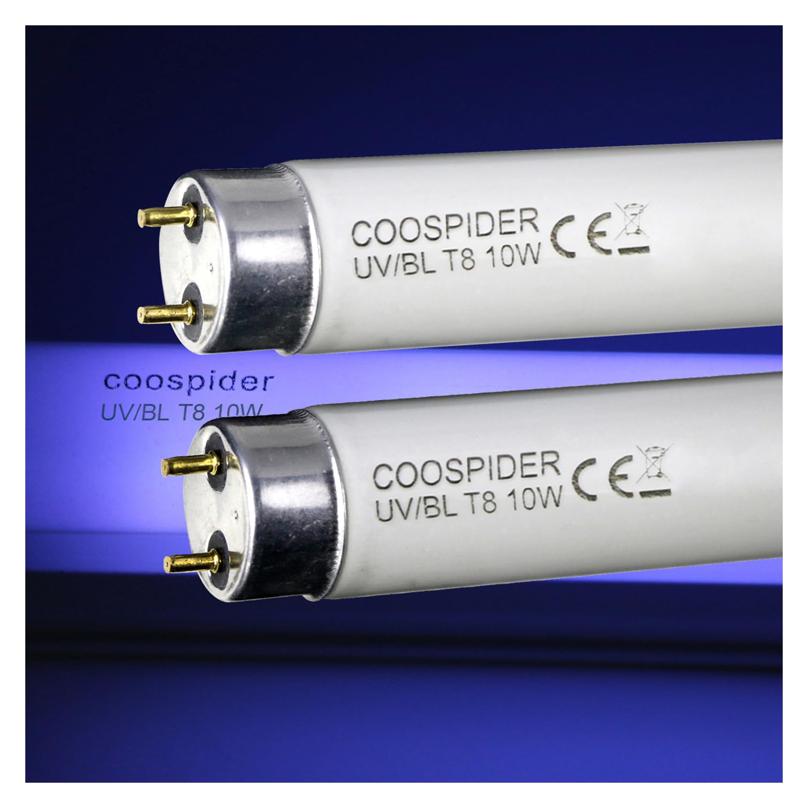 COOSPIDER 2-Pack T8 F10 UV BL 10W Replacement Light Bulb CFL Fluorescent Straight Tube 13 Inch