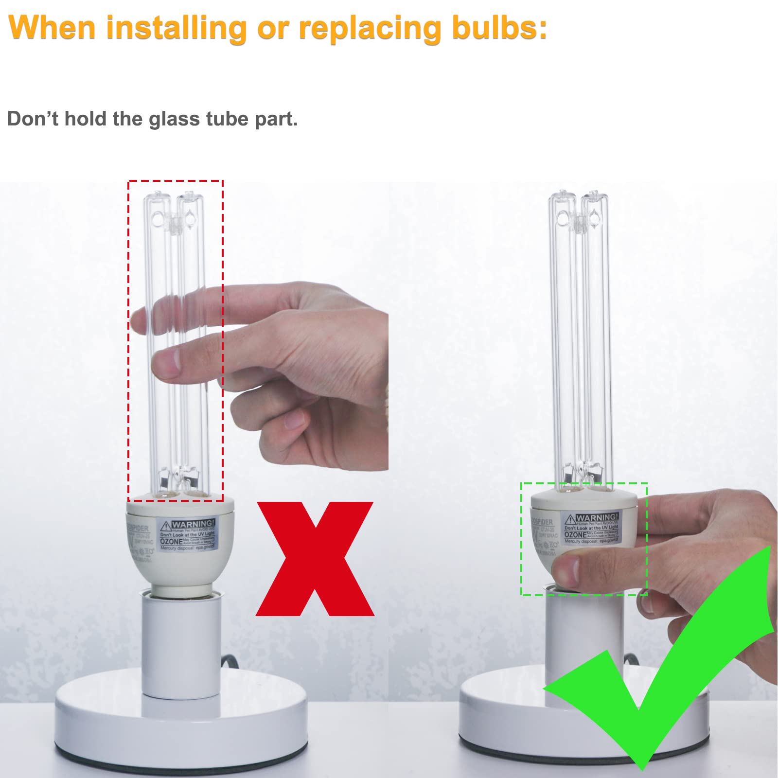 COOSPIDER UV with Ozone Germicidal Light Bulb Timer Lamp Base E26 25W 110V, Covers up to 400sq.ft (CTUV-25)