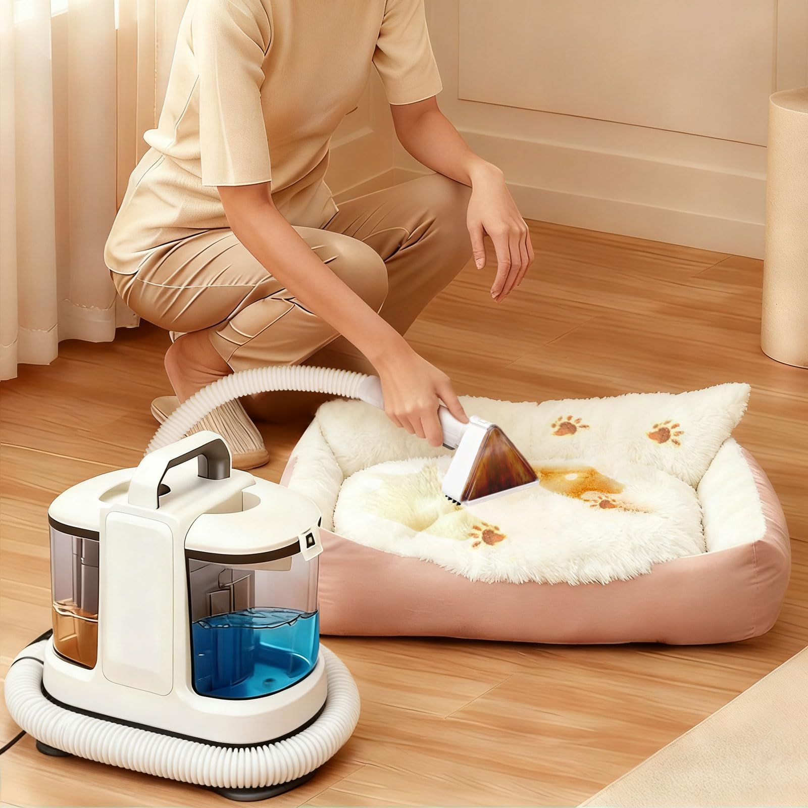 Coospider 18Kpa Portable Carpet Cleaner for Pets Powerful Suction Spot Upholstery Cleaner, Sofa Cleaner Machine Deep Cleaner & Stain Remover for Dog Bed, Furniture, Area Rugs, Couches and Car