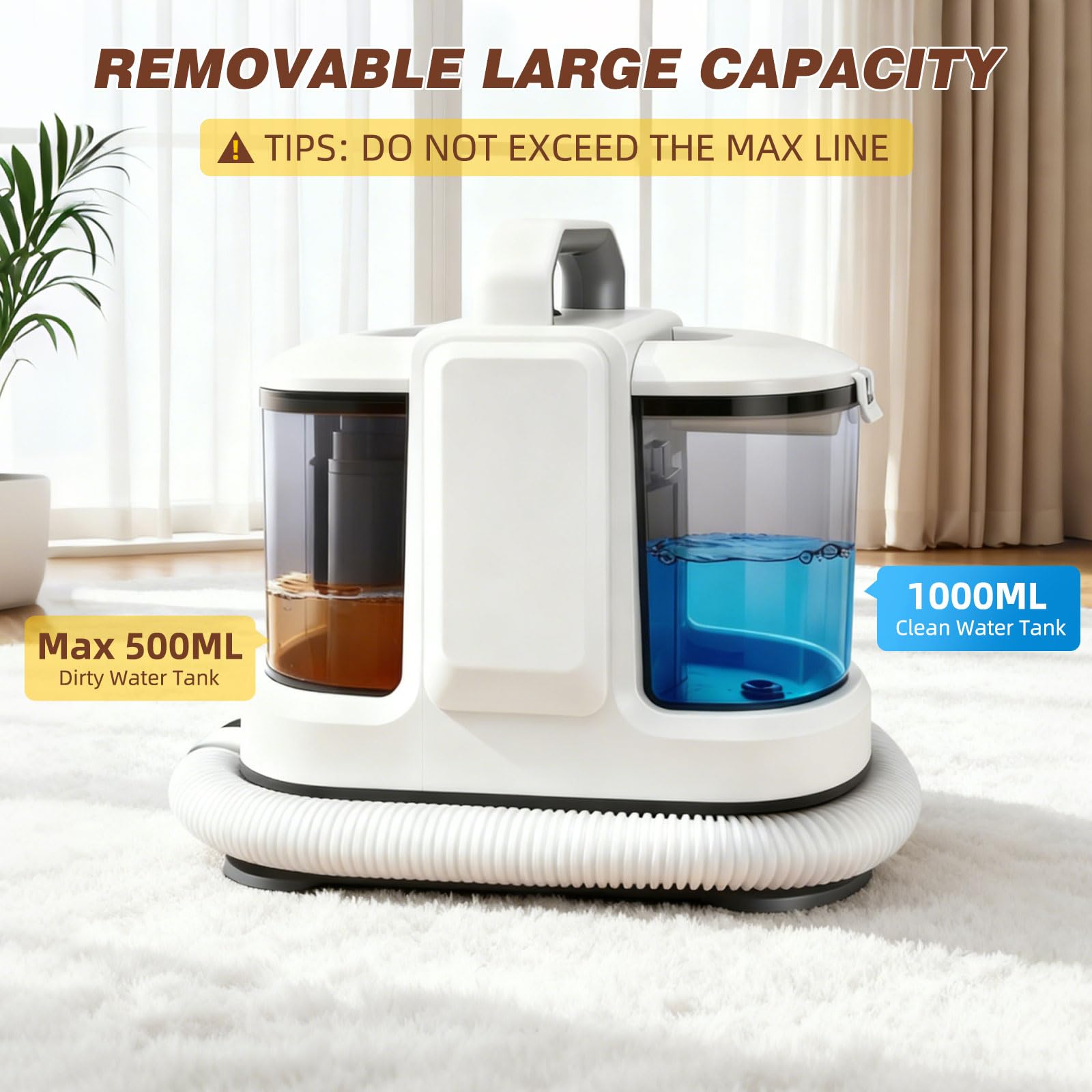 Coospider 18Kpa Portable Carpet Cleaner for Pets Powerful Suction Spot Upholstery Cleaner, Sofa Cleaner Machine Deep Cleaner & Stain Remover for Dog Bed, Furniture, Area Rugs, Couches and Car