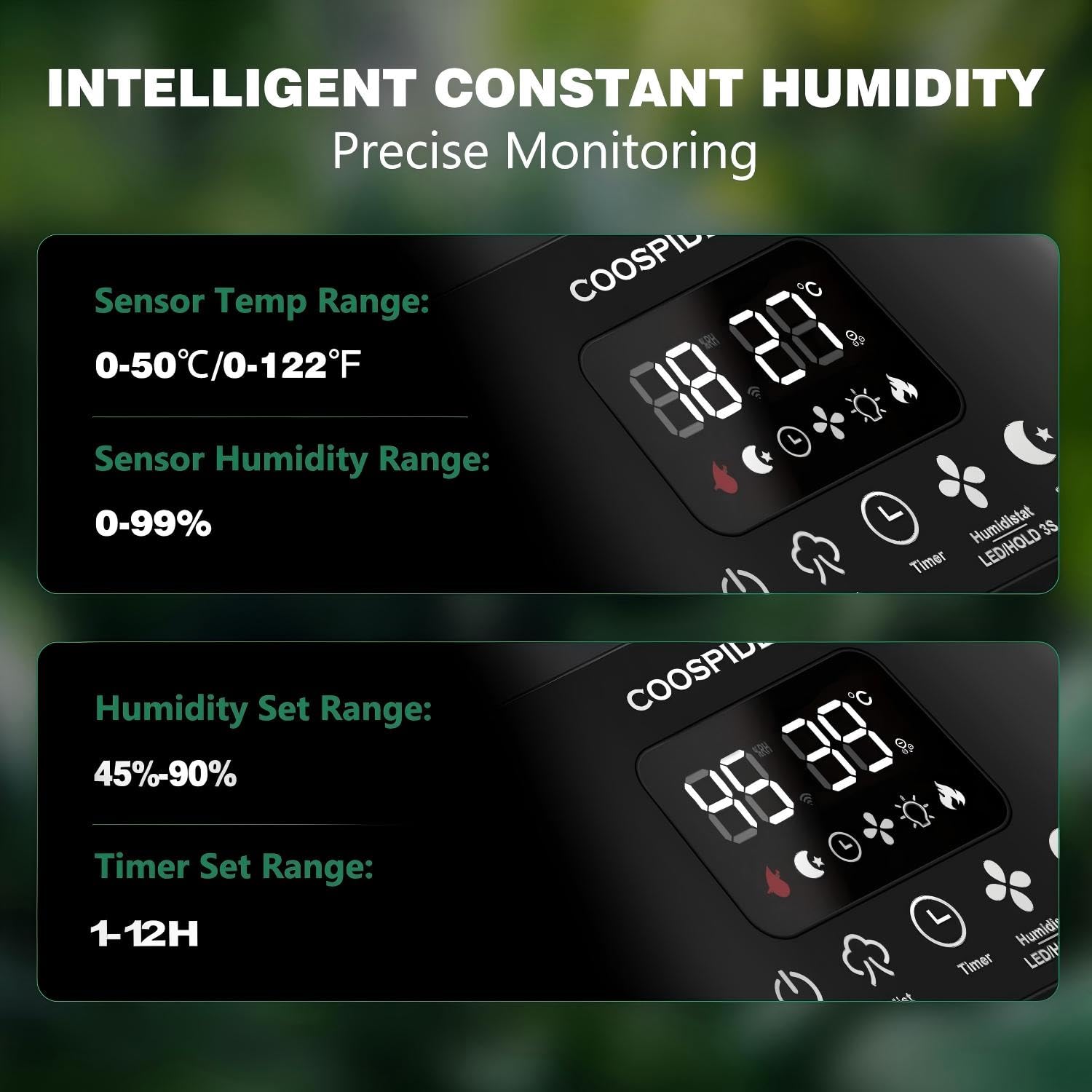 Coospider 5L Reptile Fogger Humidifier, Automatic Humidifiers for Reptiles Tank, Terrarium Humidifiers with Timer and Humidity Control, Reptile Misting System for Reptiles Amphibians Herps Vivarium