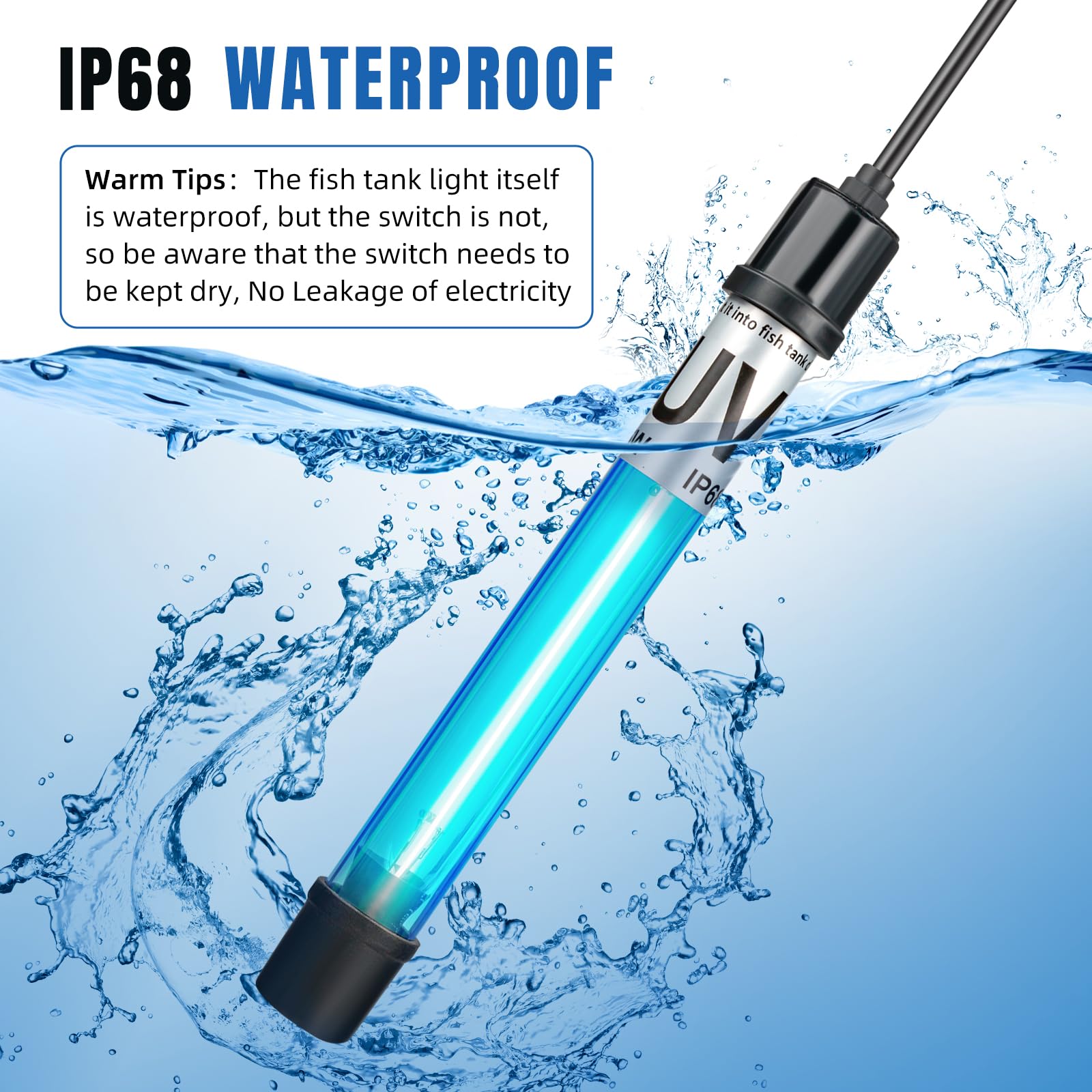 7W Aquarium UV Light for 20-100 Gallon Fish Tank Aquarium Light Algae Clean Light Green Machine Algae Remover (CTUV-H5F/ CTUV-H8F/JUP-03 Replacement Bulb)