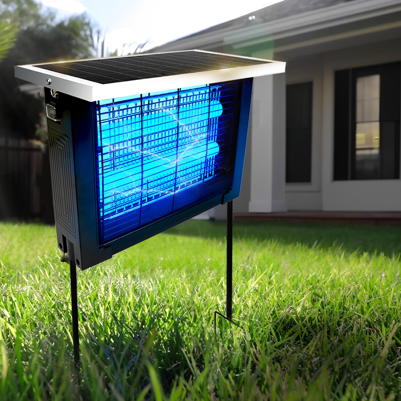 Powerful Solar Bug Zapper Outdoor for 2000 sq.ft with 13FT Extension Cord, Poartable Rechargeable Mosquito Zapper with High Powered, Cordless Solar Fly Zapper for Patio Garden Backyard RV Camping