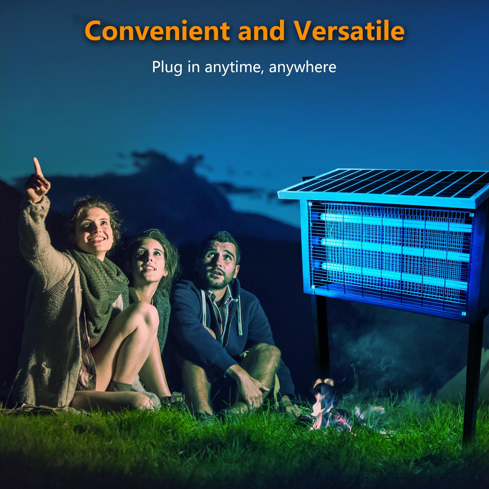 Powerful Super Large Solar Bug Zapper Outdoor for 8000 sq.ft, Rechargeable Solar Mosquito Zapper with High Powered, Outdoor Bug Zapper for Patio Garden Backyard RV Camping with 30W Solar Panel