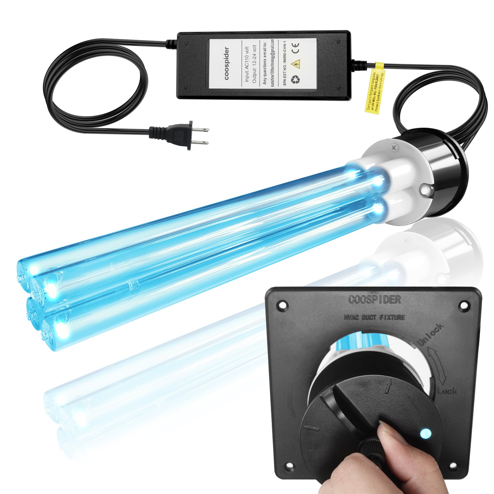 Uvc Diffuser Powerful 80W HVAC Duct UVC Light, High-Power Duct Sanitizer UV Light w