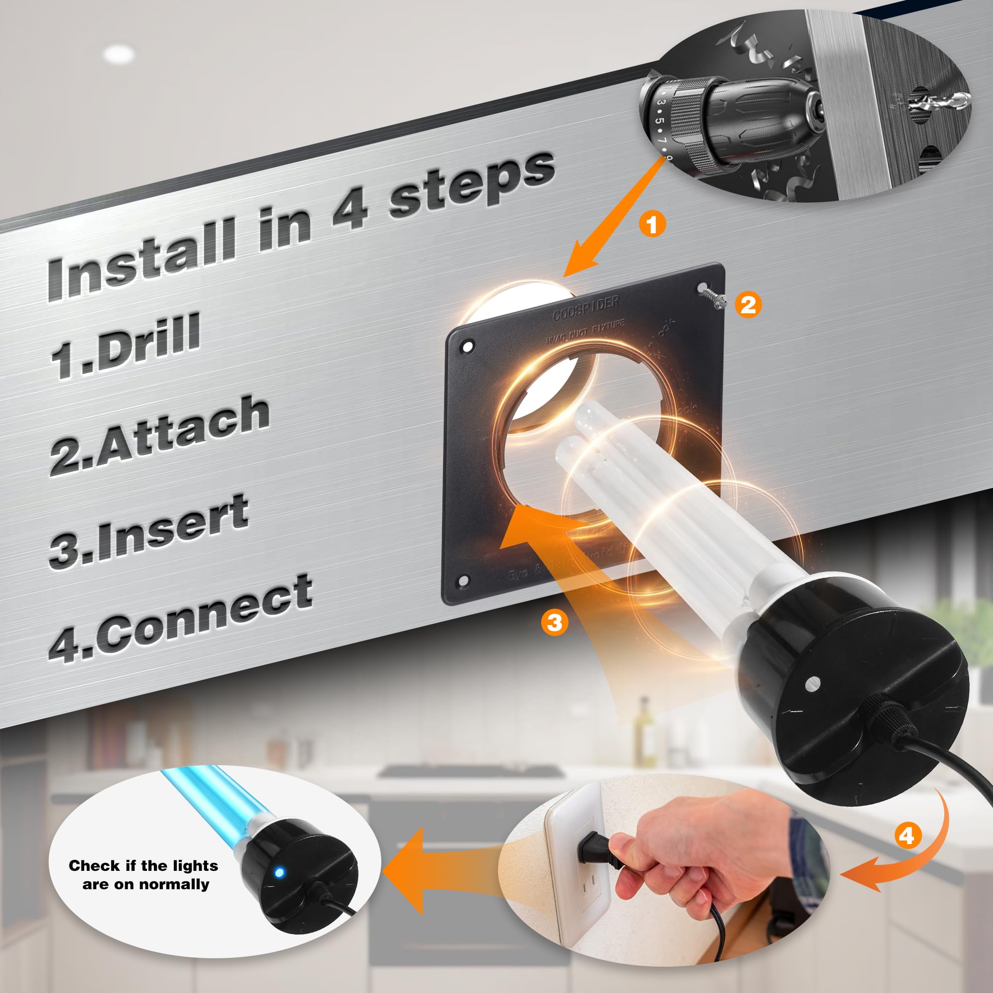 Powerful 80W HVAC Duct UVC Light, High-Power Duct Sanitizer UV Light with Ceramic Base, Dual H-Tube Design for Long-Lasting Performance - Perfect for Homes, Offices, Hospitals, Mall and Large Spaces