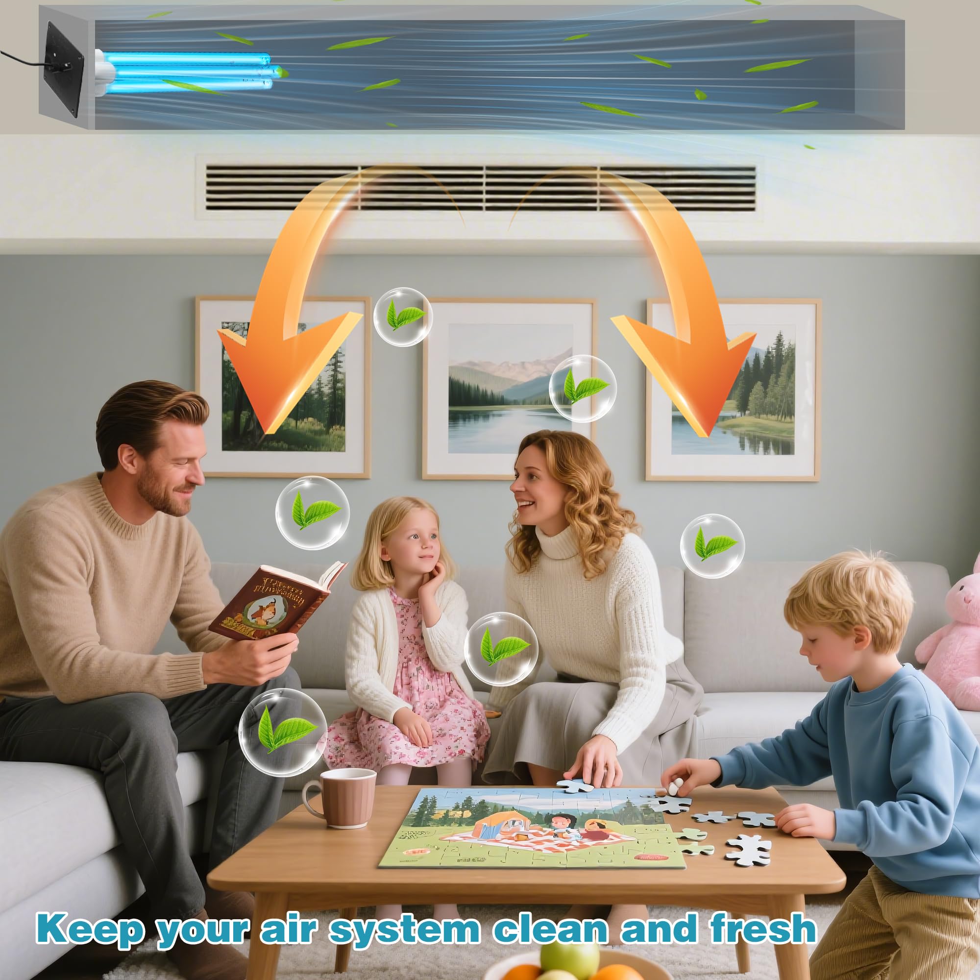 Powerful 80W HVAC Duct UVC Light, High-Power Duct Sanitizer UV Light with Ceramic Base, Dual H-Tube Design for Long-Lasting Performance - Perfect for Homes, Offices, Hospitals, Mall and Large Spaces