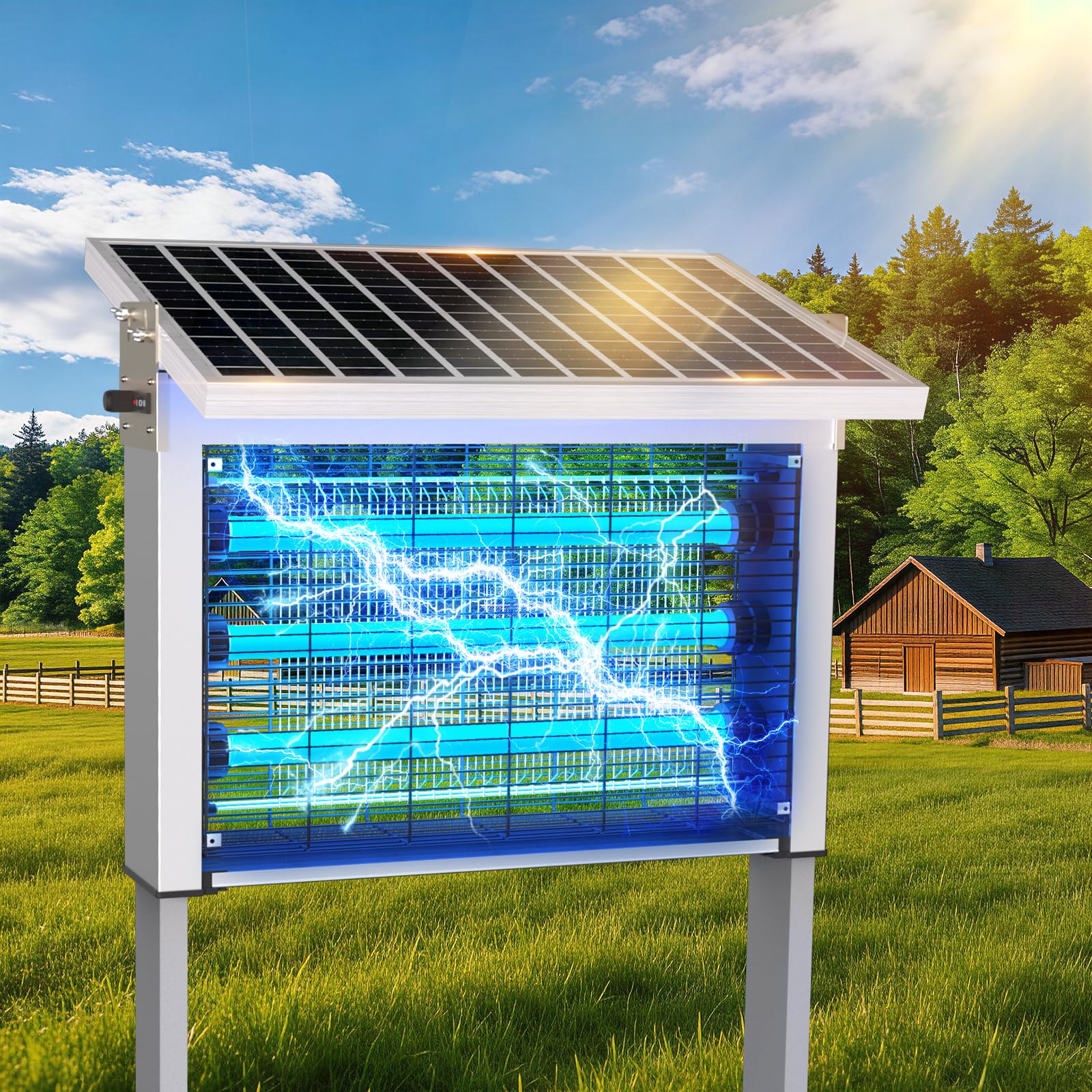 Powerful Large Solar Bug Zapper Outdoor for 10000 sq.ft, Poartable Rechargeable Mosquito Zapper with High Powered, Cordless Solar Fly Zapper for Patio Garden Backyard Farm Pest Control