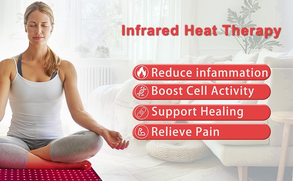 Red Light Therapy for Body, Light Therapy Pad with Timer & 10ft Cable, 650nm & 880nm 255 LEDs Infrared Light Therapy for Body Back Buttock Lumbar Shoulder Knee Pain Relief While Driving on Work Break