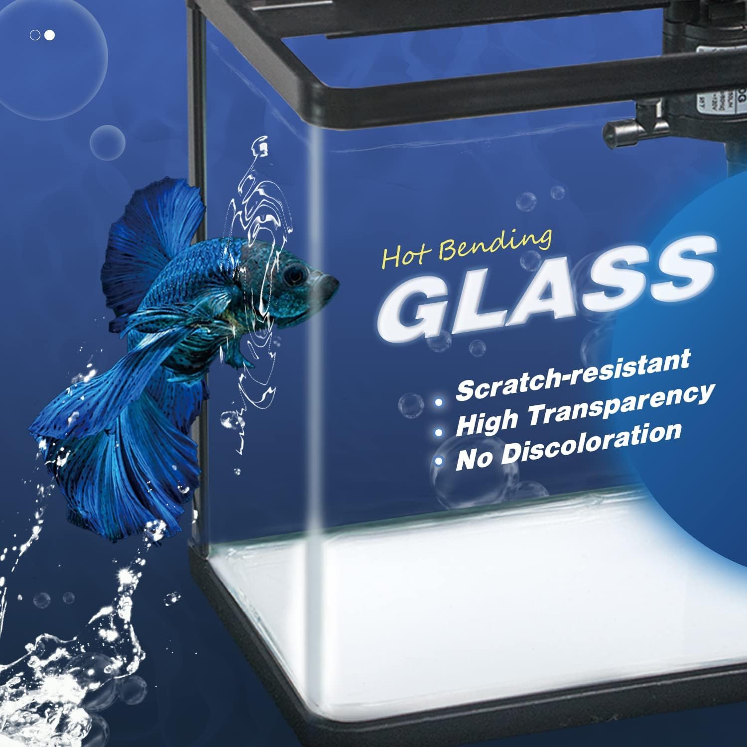 Small Fish Tank, 2 Gallon Glass Aquarium, Betta Fish Shrimp Goldfish Tropical Fish Starter Kit Self Cleaning with Filter & LED Plant Light, Ultra-Quiet Kids Room Decoration Fish Tank