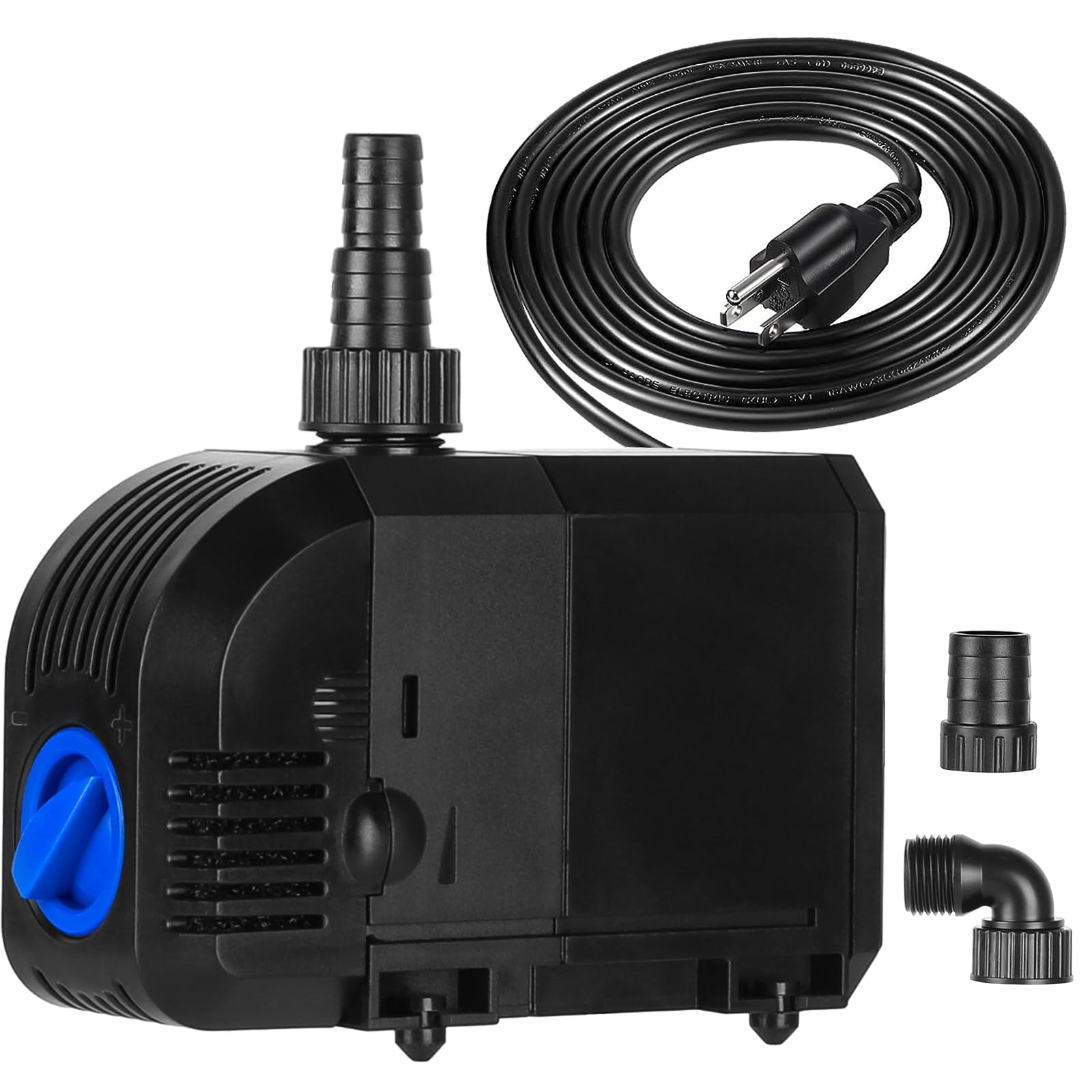 Submersible Water Pump 520GPH Aquarium Pump wSponge filter, 6.6ft. High Lift for Fish Tank Pond Hydroponic Water Fountain Sump Water Features Irrigation Powerful, Dry Burning Protection