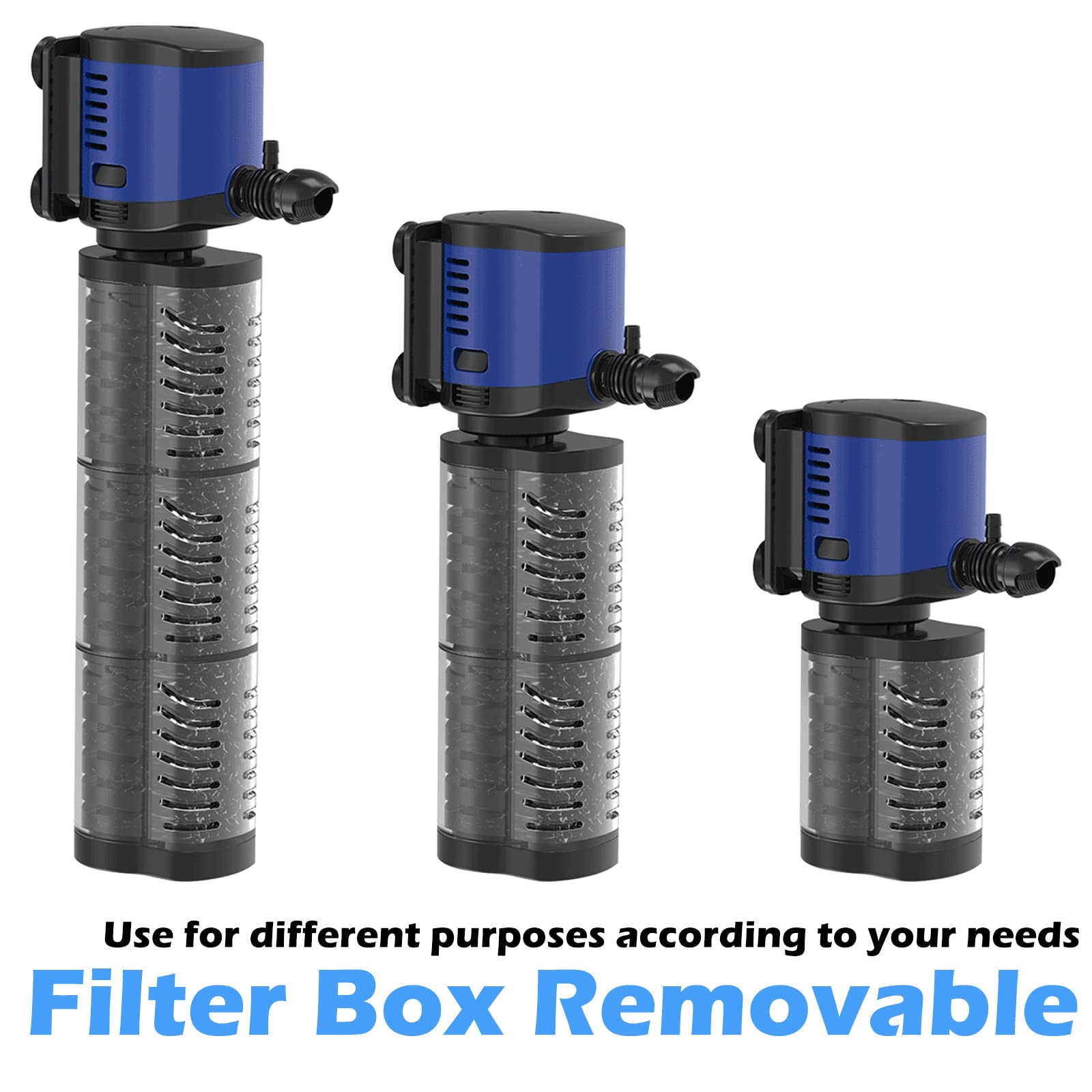TARARIUM Aquarium Filter Powerful 260 GPH for 35-75 Gallon Fish Tank Small Pond Fountain, Wave-Maker Submersible Water Pump Turtle Tank Filter for Saltwater & Freshwater System