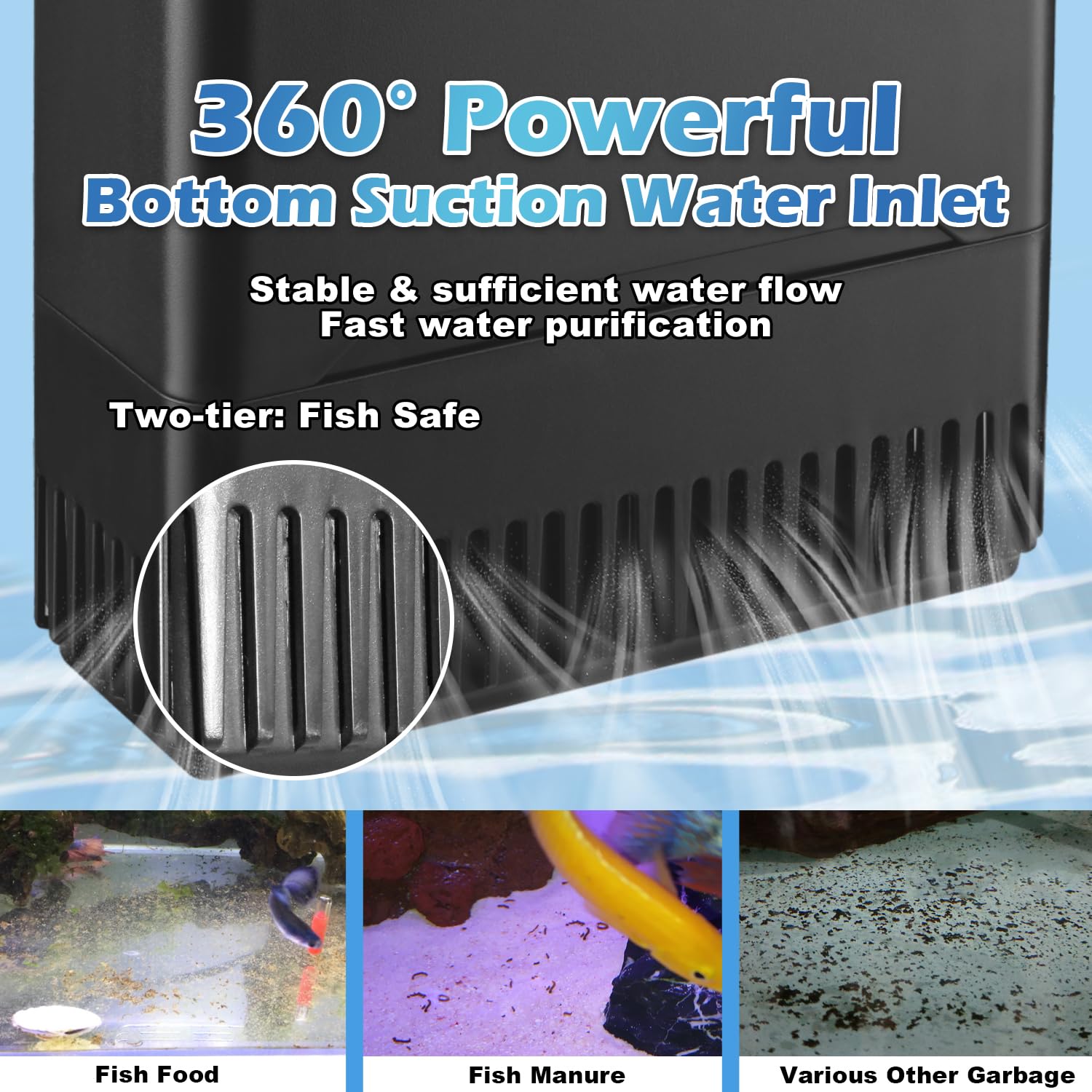 Turtle Filter U V-ery Suitable for 40-100 Gallon Turtle Tank Filter, Internal Filter Turtle Water Filter for Amphibians Fresh Saltwater Cloudy Green Water Crystal Clear with Turtle Tank Deodorization