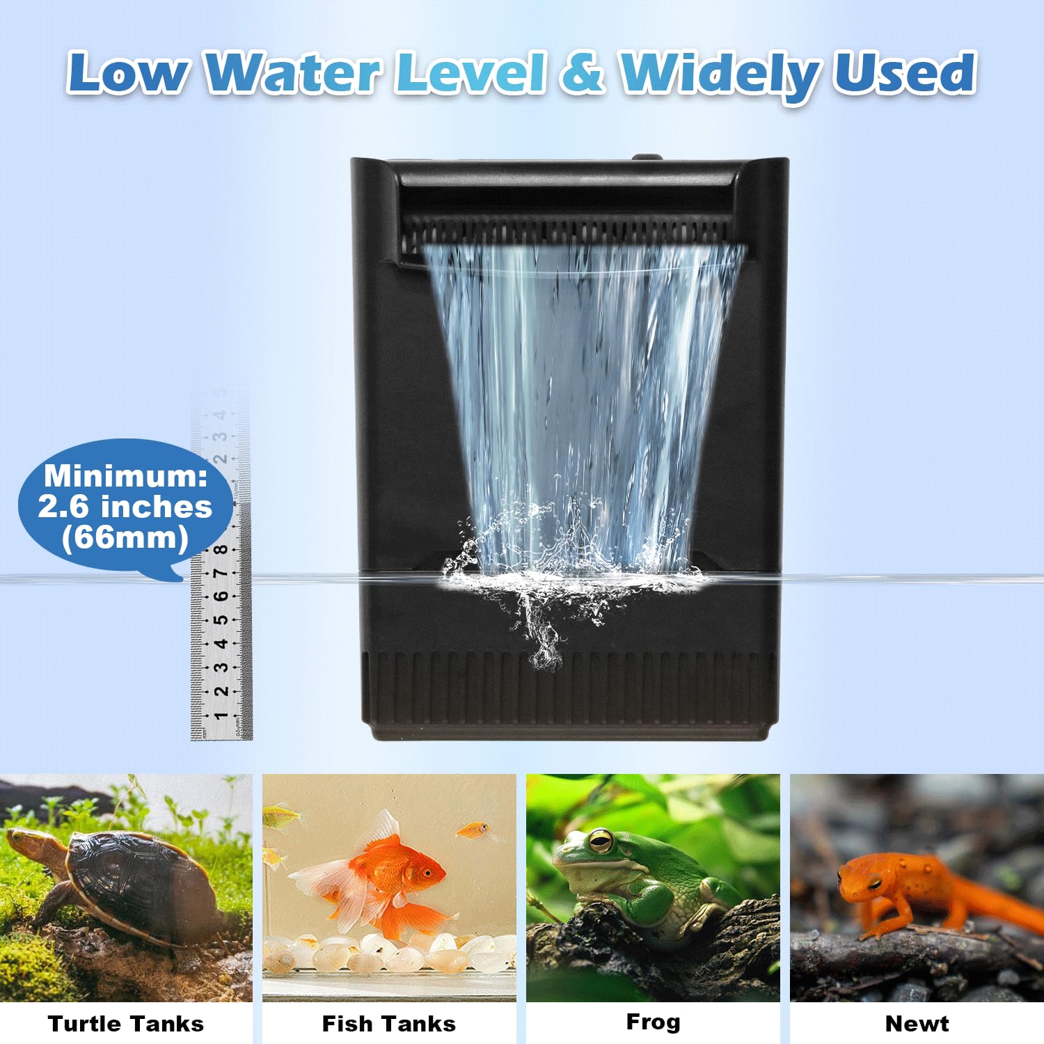Turtle Filter U V-ery Suitable for 40-100 Gallon Turtle Tank Filter, Internal Filter Turtle Water Filter for Amphibians Fresh Saltwater Cloudy Green Water Crystal Clear with Turtle Tank Deodorization