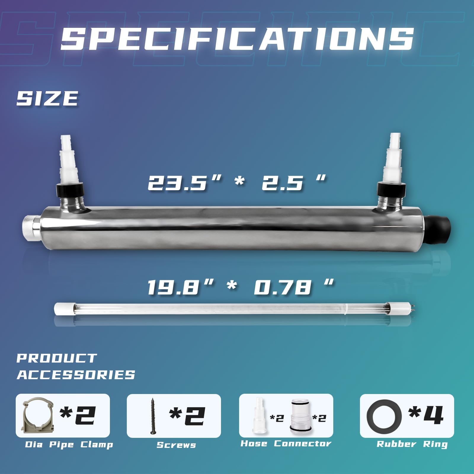 UV Light for Aquarium Algae Control with 55W UVC Bulb Stainless Steel Ultraviolet Green Water Machine Algae Remover for Pond