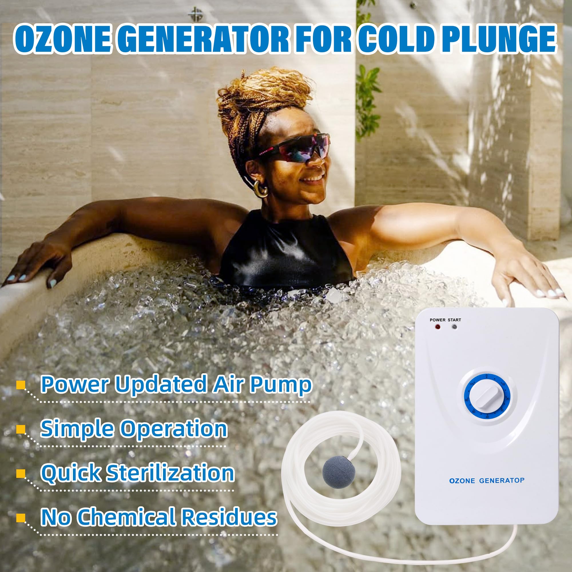 Ozone Generator for Cold Plunge Tub Ice Bath Tub with Timer Ozone Generator Water Keep Cold Plunge Tub Clean for Longer, Cold Plunge Filter Hot Tub, Spa, Cold Plunge Accessories