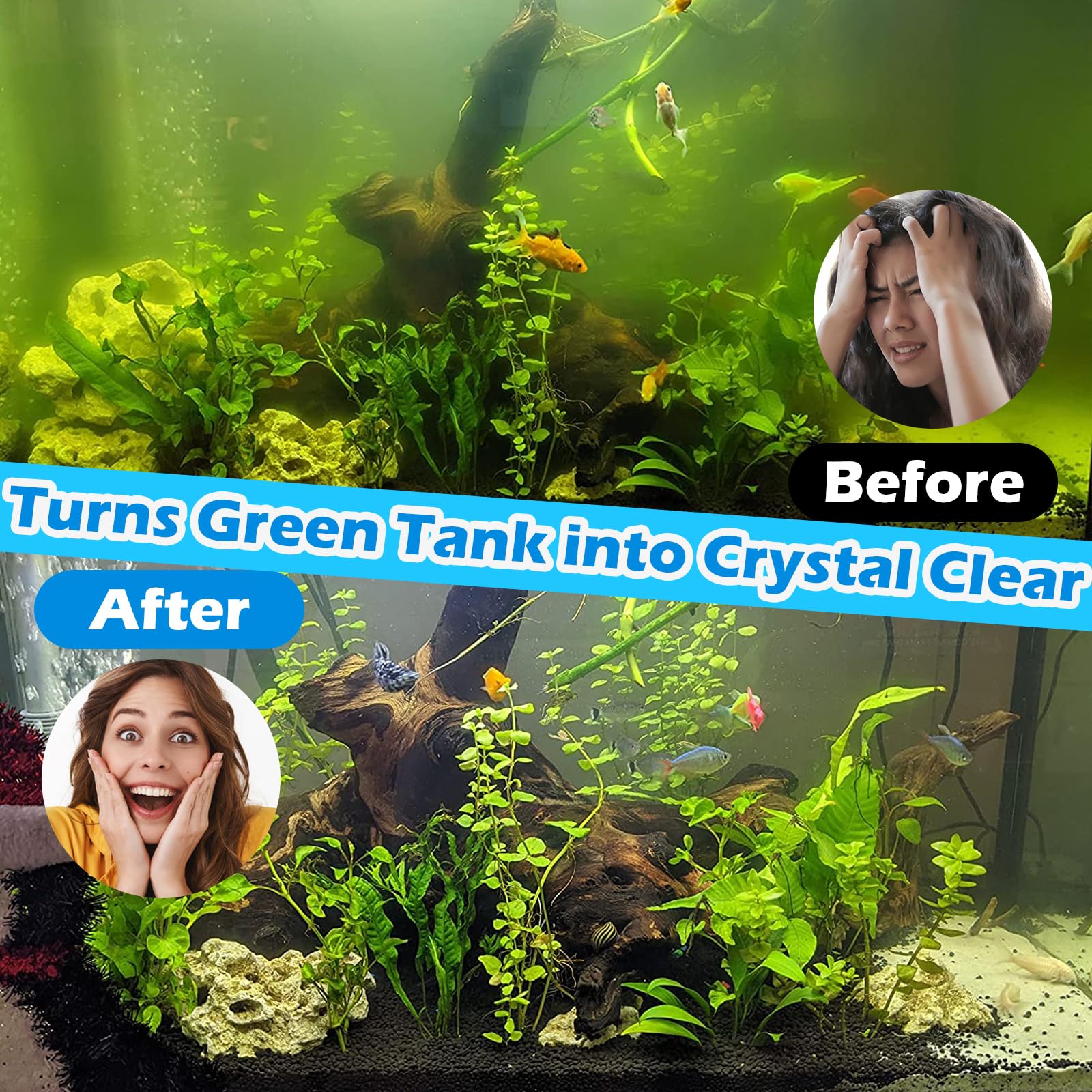 TARARIUM H10F Small Pond Filter for 75-300 Gallon Tank, Aquarium UV Filter Green Clean Machine Submersible Powerful Pump Canister Filter 300GPH for Fish Turtle Tank Saltwater Freshwater Crystal Clear Green Killing