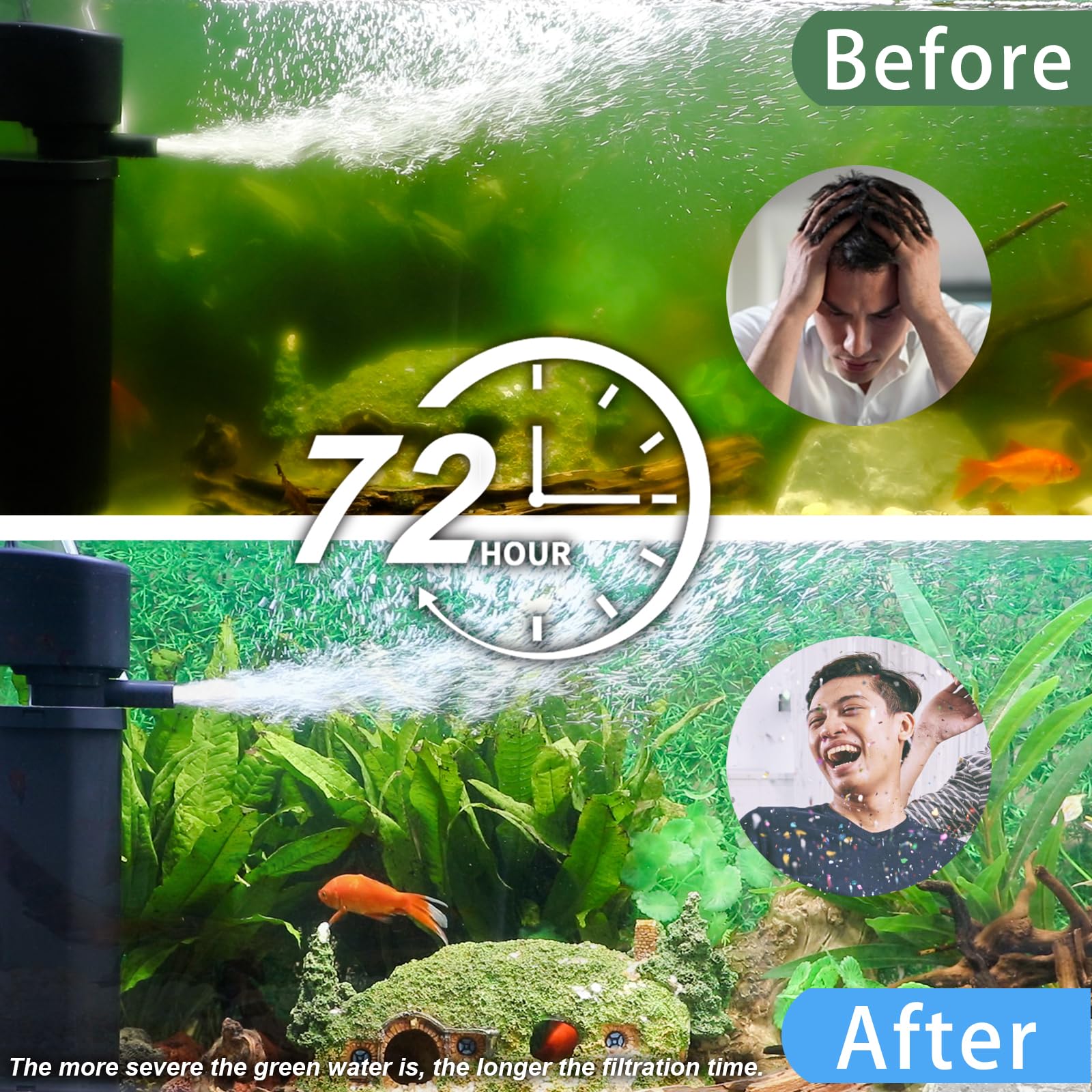 400GPH Aquarium Filter, Aquarium UV Filter for 55-150 Gallon, Fish Tank Filter Powerful Internal Pump, Turtle Filter for Cold Plunge Saltwater Cloudywater Clear and Alage Killing Green Clean Machine