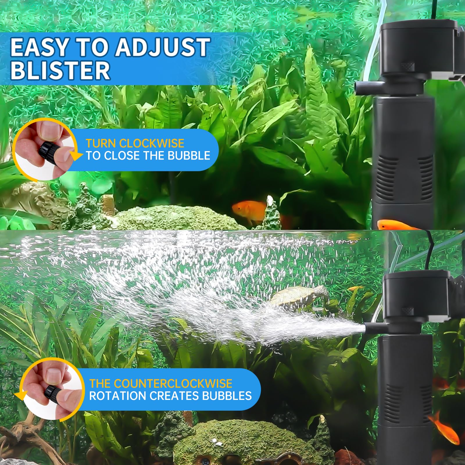 024F Aquarium Filter for 55-150 Gallons Tank, Internal Fish Tank Filte