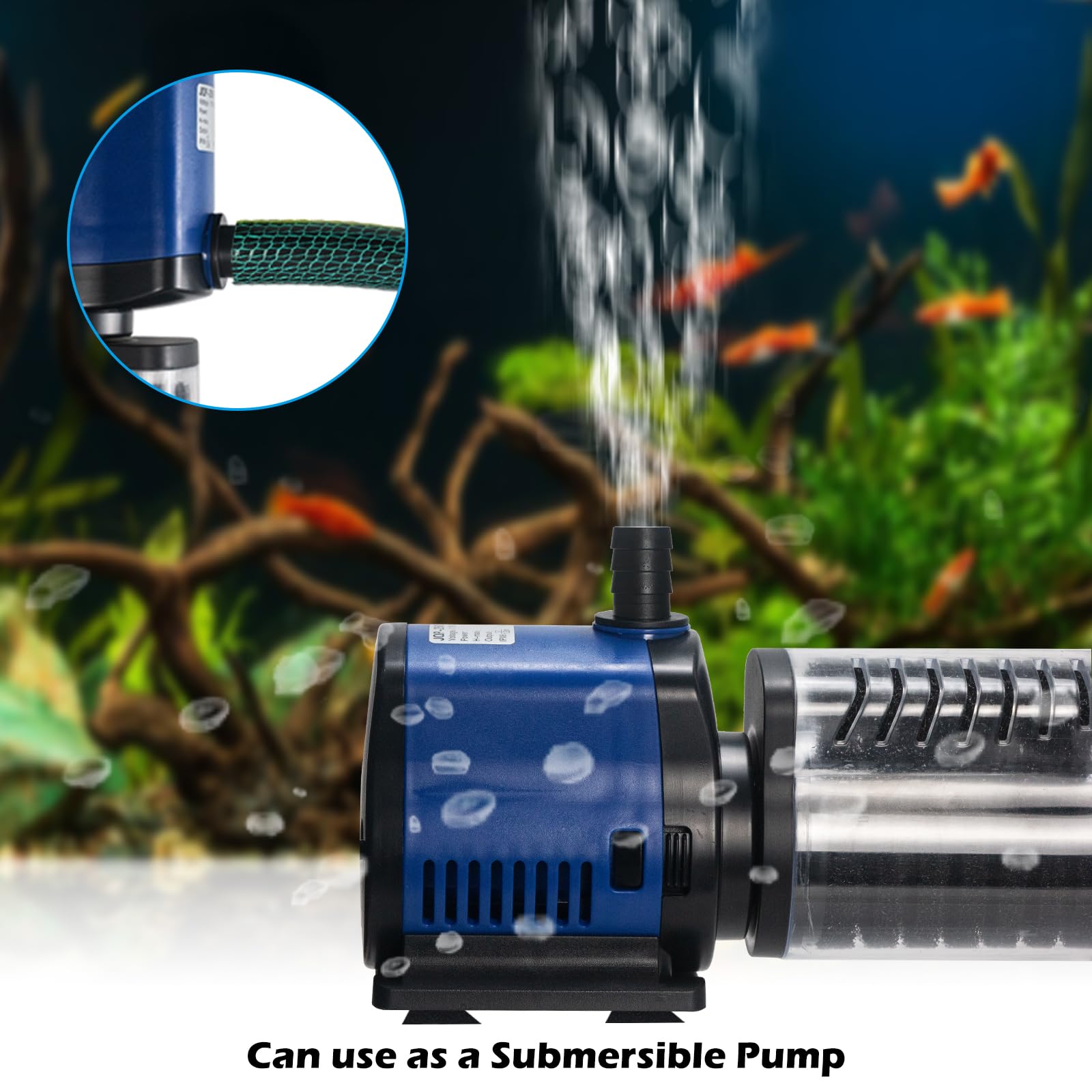 Pond Pump 660GPH Filtration Pump, Fountain Sump Submersible Water Pump w/Sponge Filter, 8ft. High Lift Powerful Quiet Pump for Aquarium Hydroponics,Dry Burning Protection