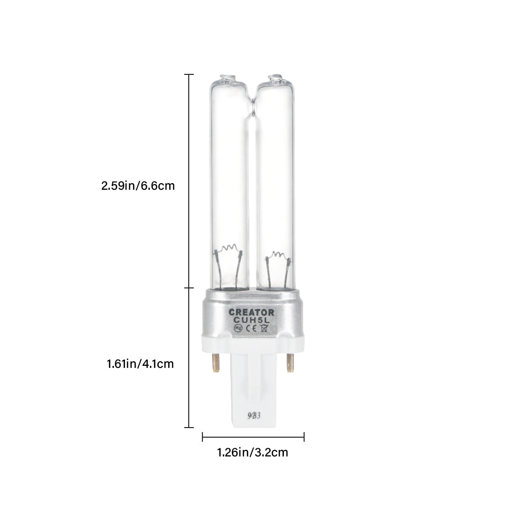2-PACK Germicidal UV Light Bulb Replacement for SunSun Submersible Aquarium Filter JUP-21 5Watt 2-Pin Bace