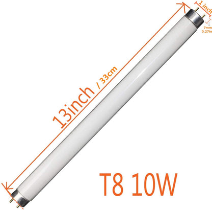 COOSPIDER 2-Pack T8 F10 UV BL 10W Replacement Light Bulb CFL Fluorescent Straight Tube 13 Inch Coospider