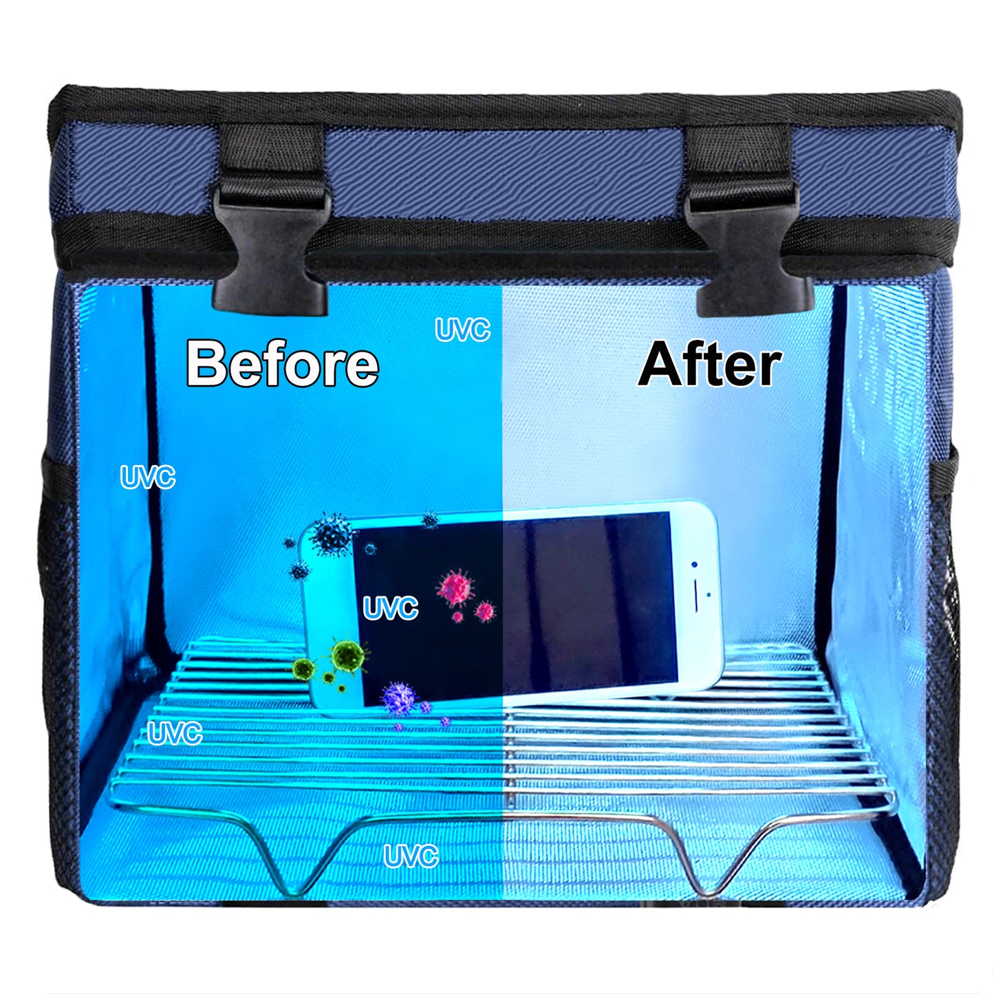 UVC Ozone-free Sanitizer Bag for Cleaner Disinfection Germicidal W/Quartz UVC Light 5/15/30 Mins Timer & USB 5V DC Input CTUV-T2