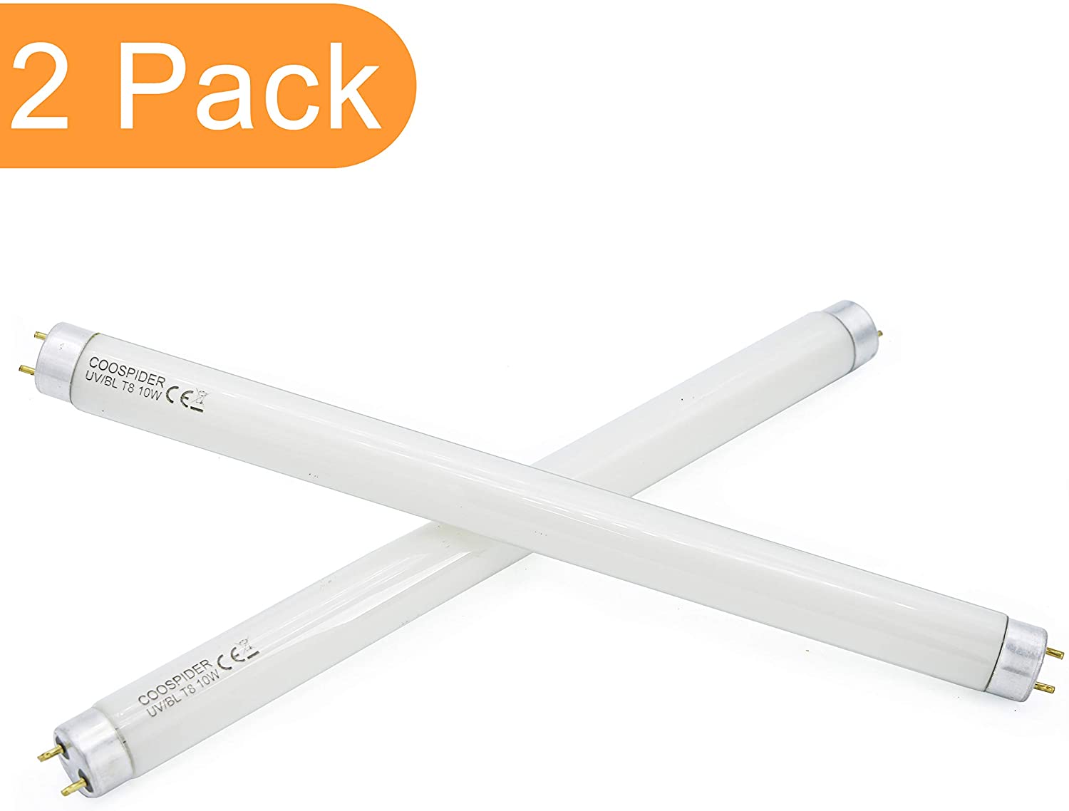 COOSPIDER 2-Pack T8 F10 UV BL 10W Replacement Light Bulb CFL Fluorescent Straight Tube 13 Inch Coospider