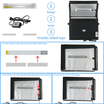 [New Version] UVC Ozone-free portable disinfection bag extra large capacity 15/30/60 mins Timer for disinfect toys, clothes, towels, etc. CTUV-T3 Coospider