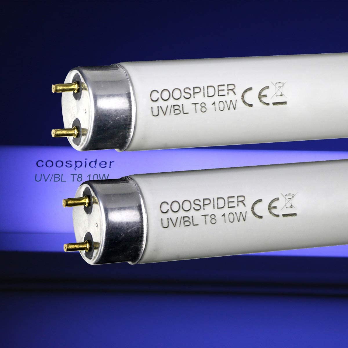 COOSPIDER 2-Pack T8 F10 UV BL 10W Replacement Light Bulb CFL Fluorescent Straight Tube 13 Inch Coospider