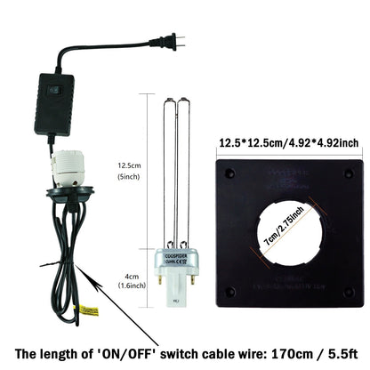 Coospider UV Air Purifier Whole House, UV-C Light in Duct for HVAC Ac coil, Sterilization rate 99.99%, including ballast plug 110V 9W (CTUV-D9) Coospider