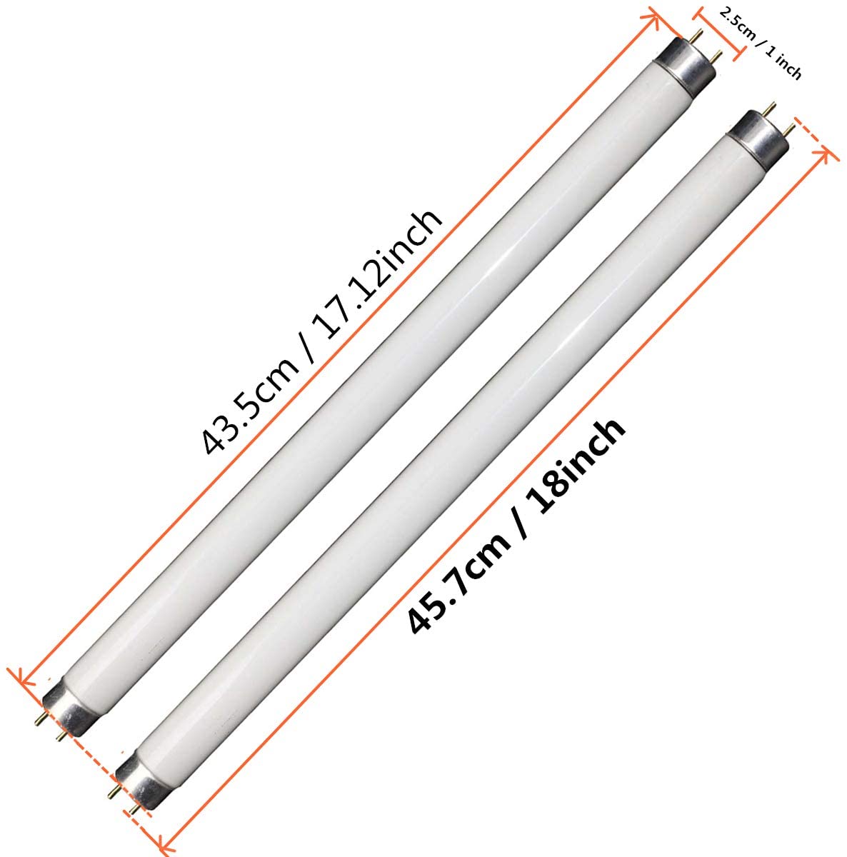 2-Pack 15W UV BL CFL Compact Light Bulb for 30W Electric Zapper Replacement Straight Tube T8 F15 18 Inch Coospider