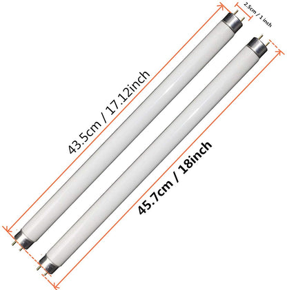 2-Pack 15W UV BL CFL Compact Light Bulb for 30W Electric Zapper Replacement Straight Tube T8 F15 18 Inch Coospider