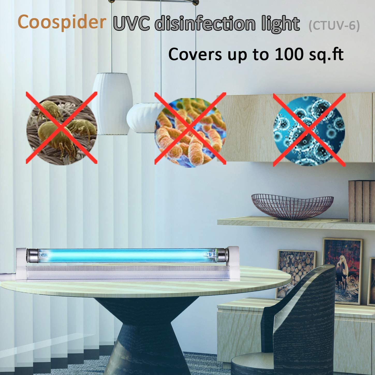 COOSPIDER UV 25 Watts UVC Light Bulb with Ozone, UV Germicidal Lamp, UV  Light Sanitizer for Bedroom/Bathroom/Living Room/Kitchen, 185nm Wavelength