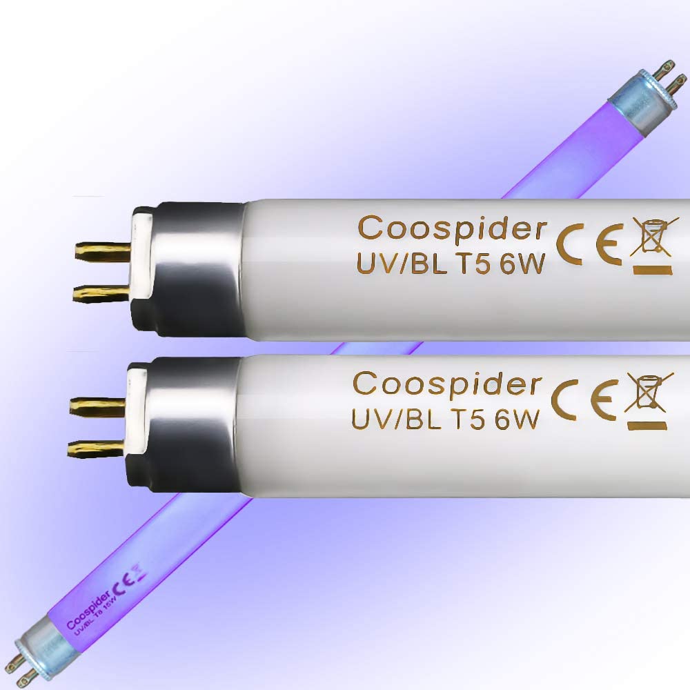 6 Watt Replacement Bulbs F6T5/BL Fluorescent Black Light G5 Base 9 inch Full Length (2 Pack)