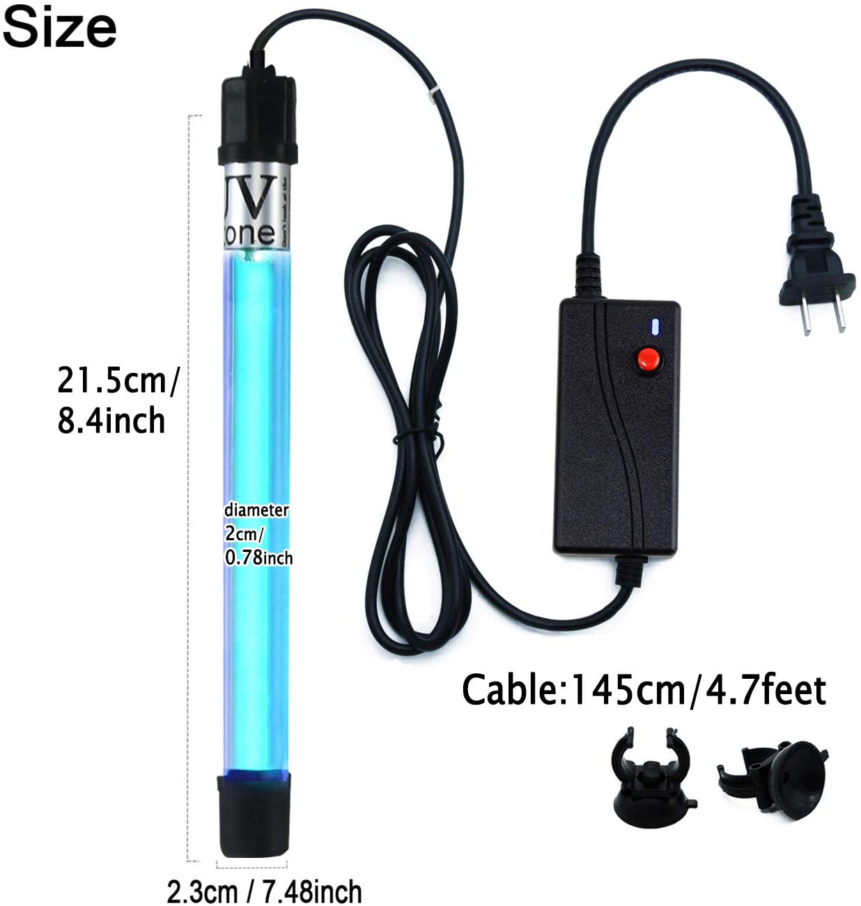 UVC with Ozone Wand Waterproof /Timer Control /7w Ultraviolet 110v, for Remove Musty Coospider