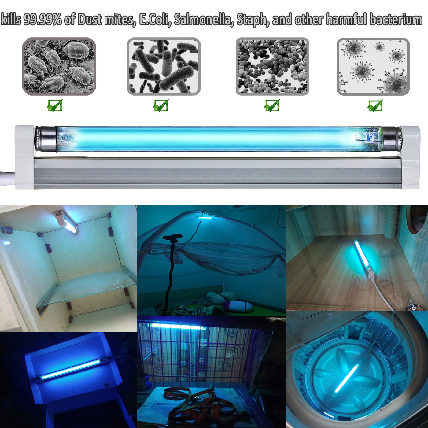 2-Pack UV germicidal Light 110V 8W UVC Household Timer Control Generator used for Kill Dust Mites (Ozone-free CTUV-8)