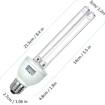 2-PACK Quartz UVC with Ozone 110V 25W E26 UV Portable Germicidal CFL Lamp Bulb for Kill Dust Mites, Covers up to 400sq.ft (CTUV-25)