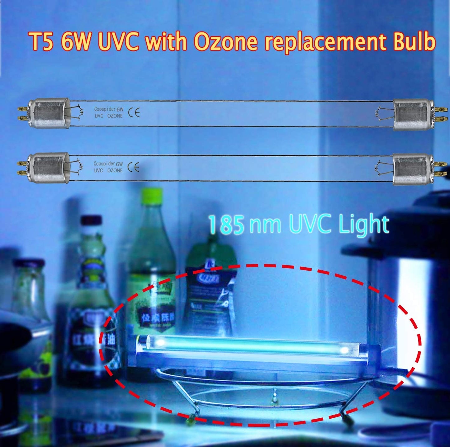 4-Pack *UV With Ozone T5 6W Bulb Replacement Light Straight Tube  (185nm)