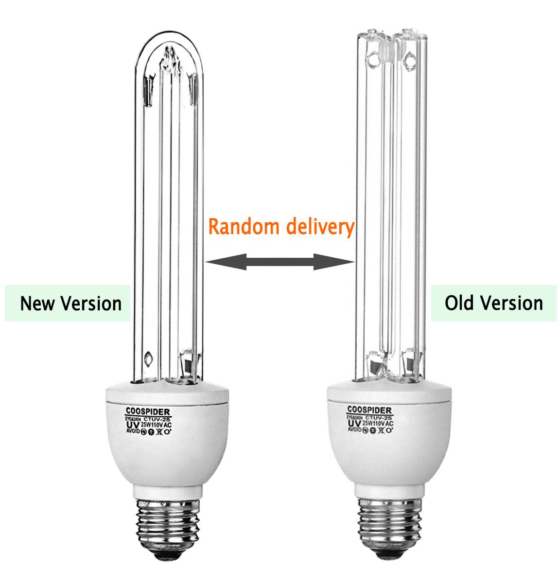 2-PACK Quartz UVC with Ozone 110V 25W E26 UV Portable Germicidal CFL Lamp Bulb for Kill Dust Mites, Covers up to 400sq.ft (CTUV-25)