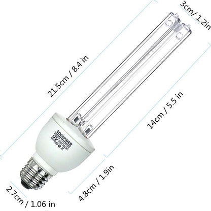 2-PACK Quartz UVC 110V 25W E27/E26 Germicidal CFL Bulb , for Kill Musty /Mold, Covers up to 400sq.ft (Ozone-free CTUV-25） Coospider