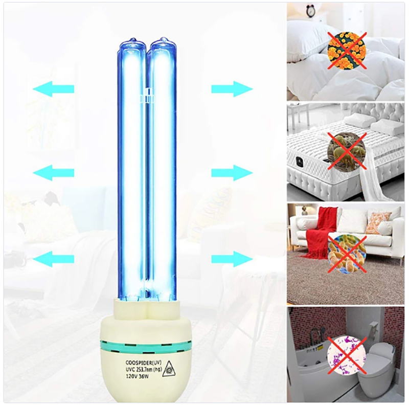 UVC Germicidal Bulb 36W E26 Screw Socket 120V, Sterilization rate 99.99% Used for  Kill Germ (Replace Bulb/Ozone-free CTUV-36)